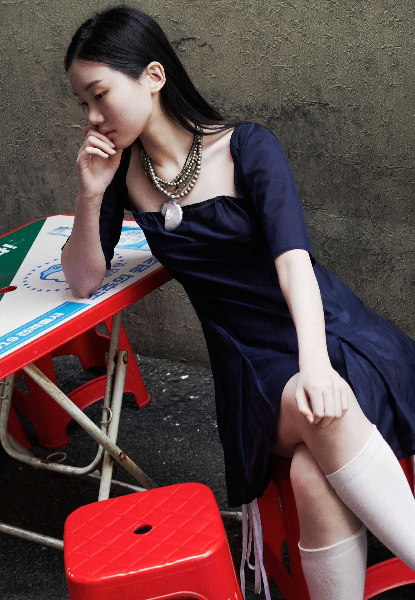 Panel Kick Pleat Dress Midnight
