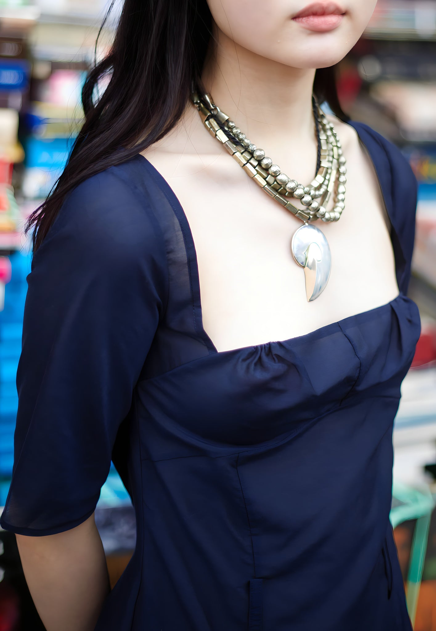 Panel Kick Pleat Dress Midnight