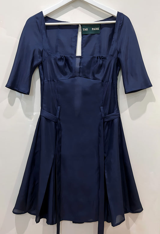 Panel Kick Pleat Dress Midnight
