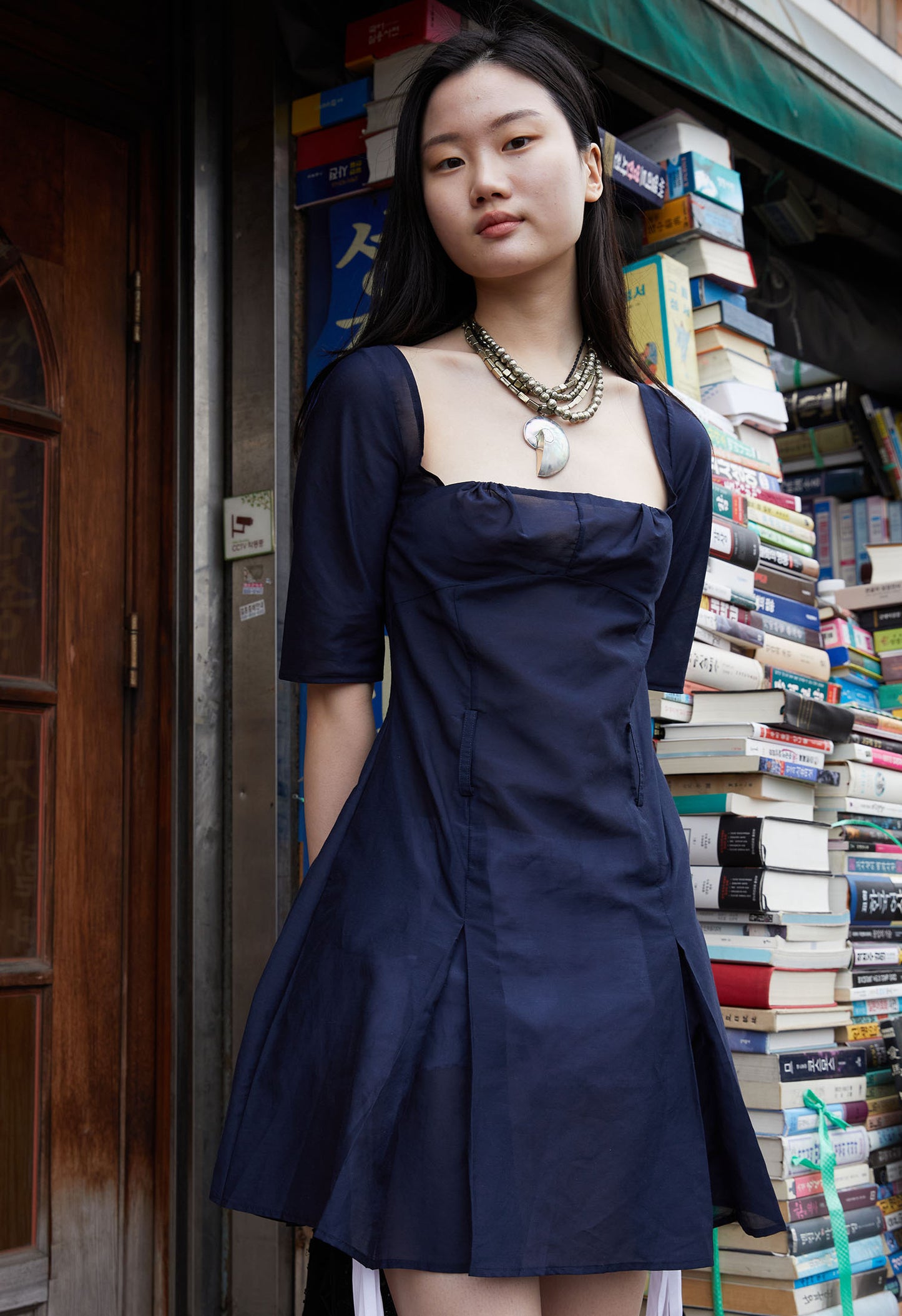 Panel Kick Pleat Dress Midnight