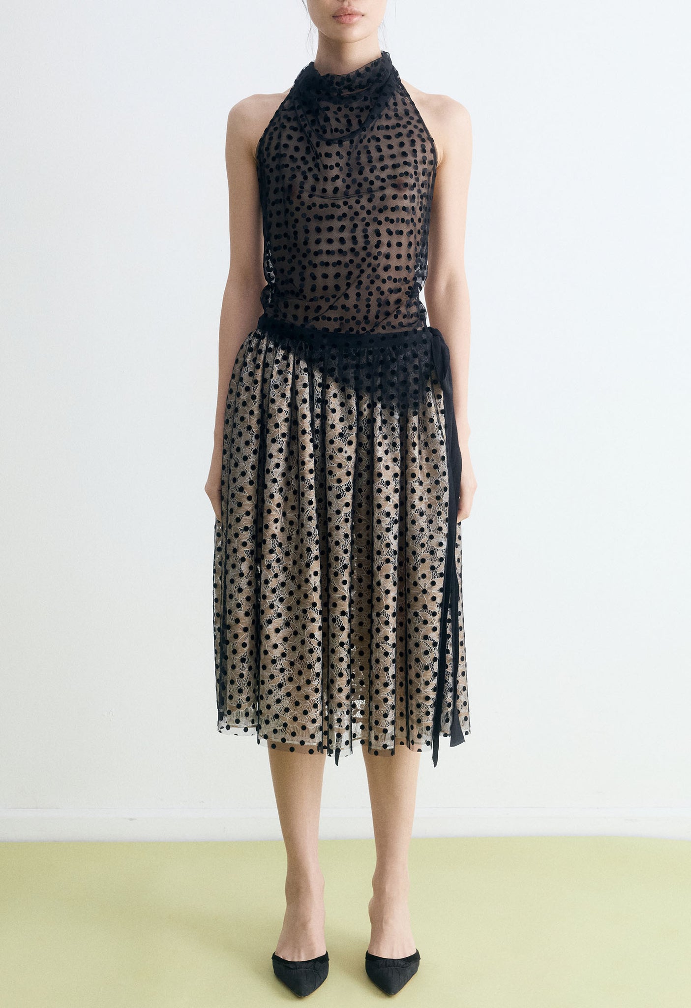 Polka Dot Lace Volume Skirt