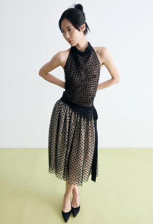 Polka Dot Lace Volume Skirt