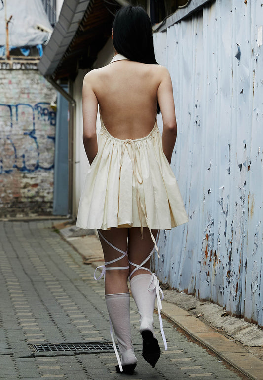 Ruched Halter Balloon Dress Mini