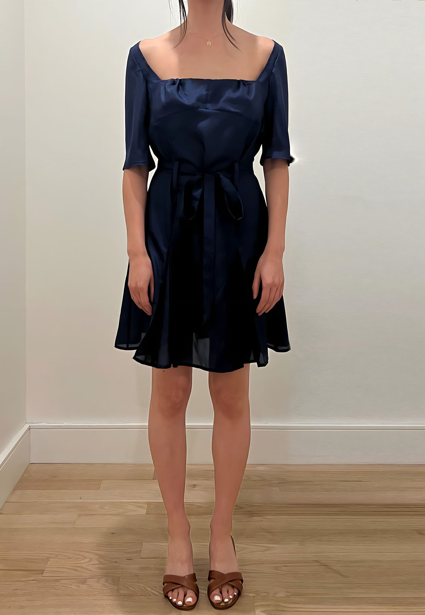 Panel Kick Pleat Dress Midnight