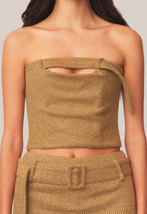 Strapless Belt Top Twill Gold