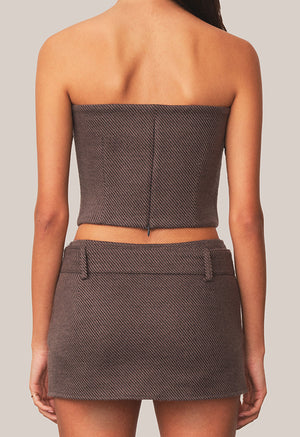 Strapless Belt Top Twill Smoke