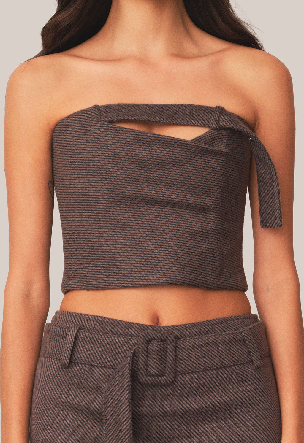 Strapless Belt Top Twill Smoke