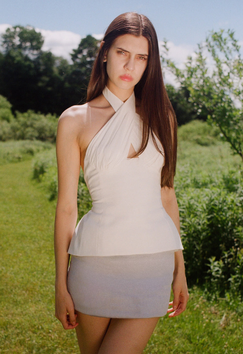 Sculpted Halter Top White