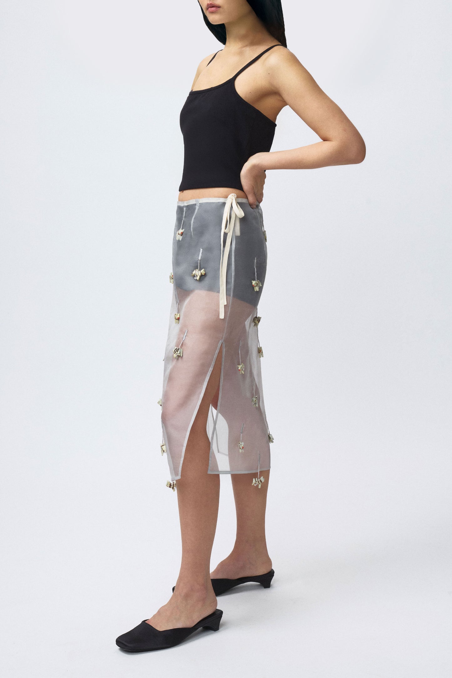 Sheer Table Skirt Grey Cat