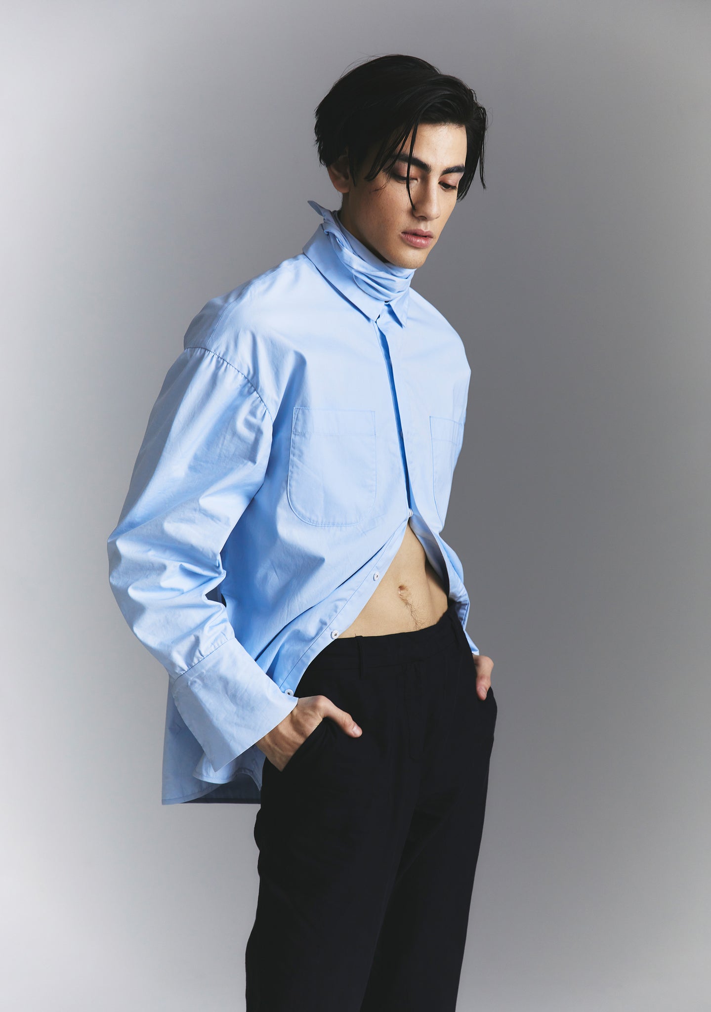 Oversize Boyfriend Dress Shirt Sky Blue