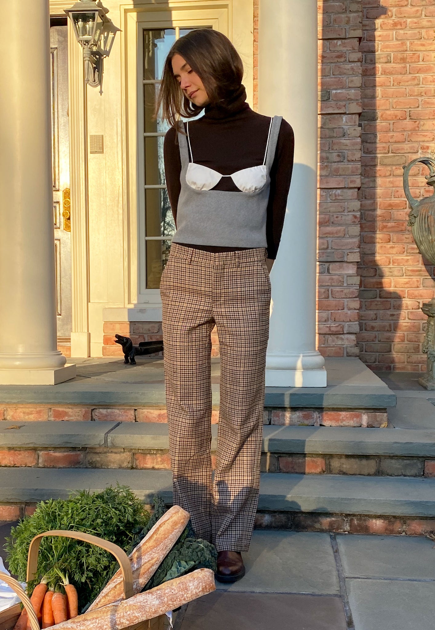 Exposed Bra Knit Top Heather Grey