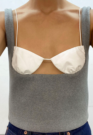 Exposed Bra Knit Top Heather Grey – Tae Park