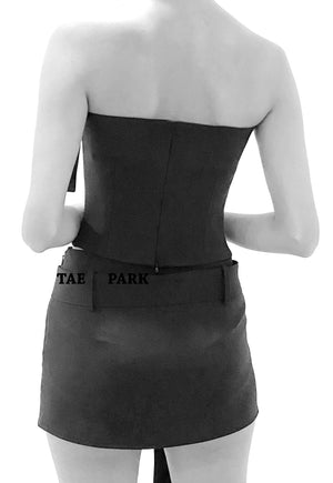 Strapless Belt Top Black