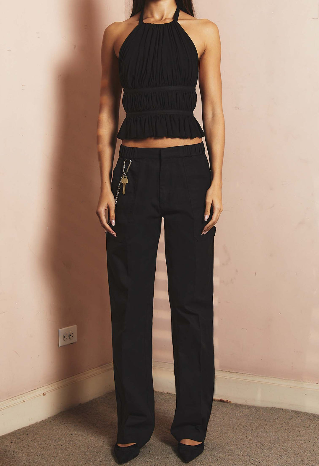 Chiffon Wrap Top Black Tae Park