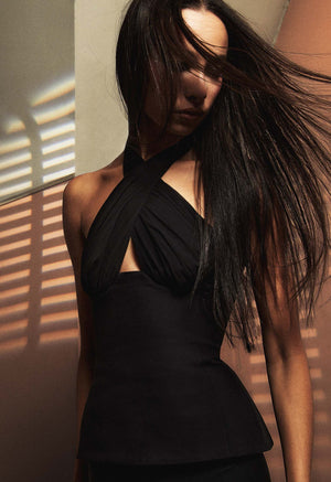 Sculpted Halter Top Black