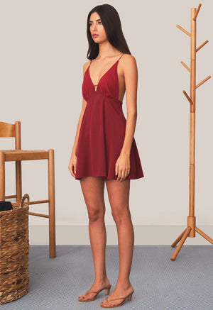 Mini String Dress Wine