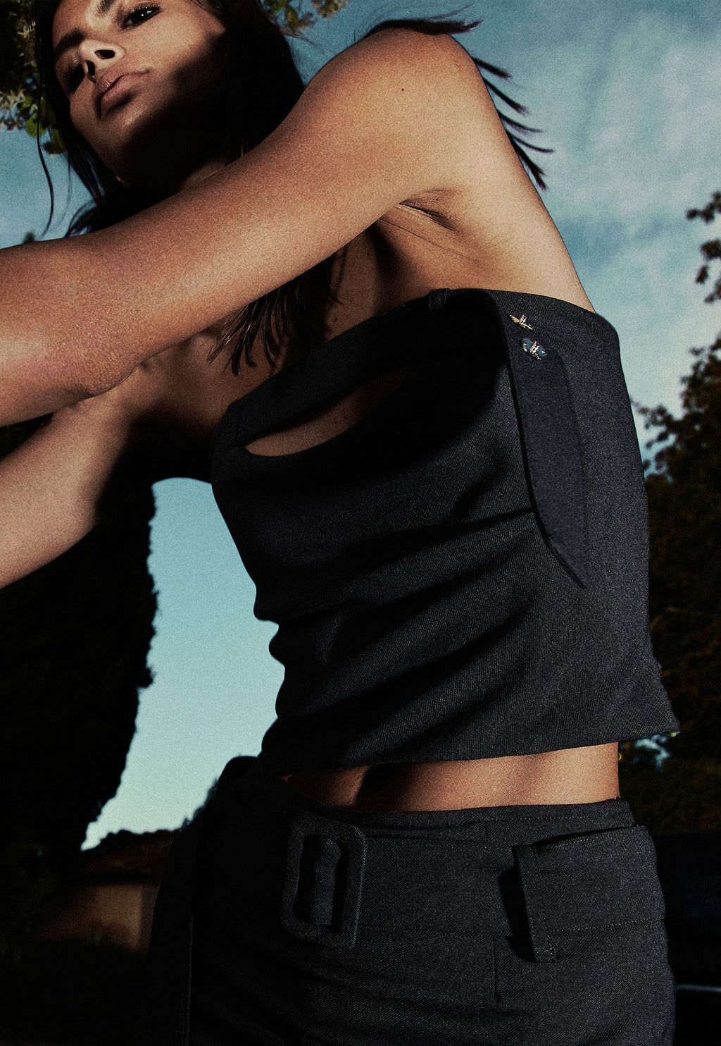 Strapless Belt Top Black
